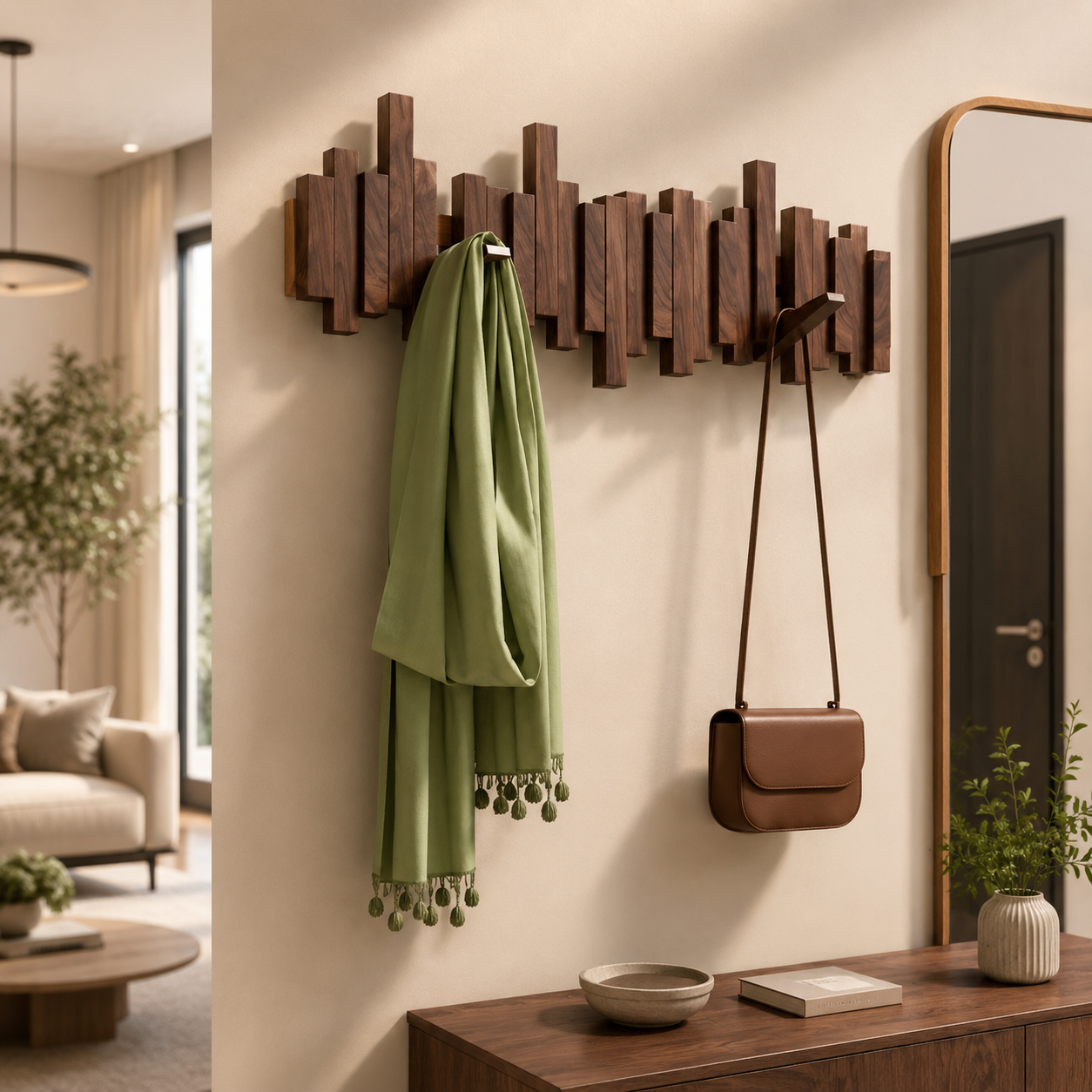 Porte-Manteau Mural en Bois – Design Scandinave à Crochets Magnétiques-décoration intérieure-Oslo France