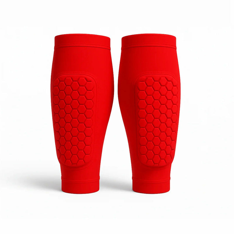 Protège-tibias de sport avec protection rembourrée, pour football, ski et activités sportives-vêtement-Rouge-XS-Oslo France
