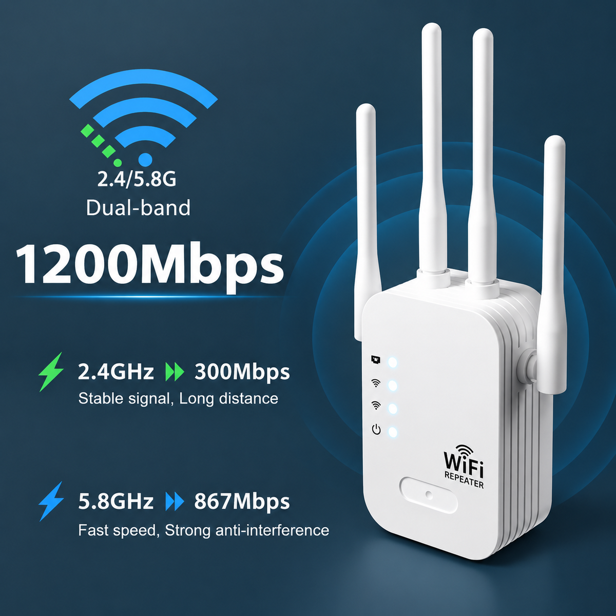 Amplificateur WiFi Extérieur | Répéteur WiFi à Longue Portée 1200Mbps | Installation Facile pour Connexion Fiable dans le Jardin