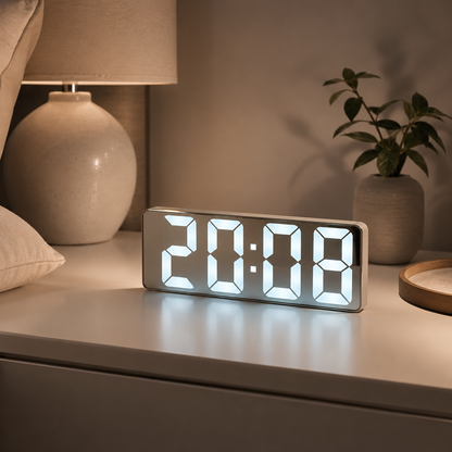 Réveil Numérique LED – Horloge Digitale de Chevet à Grand Affichage-décoration intérieure-Blanc-Oslo France