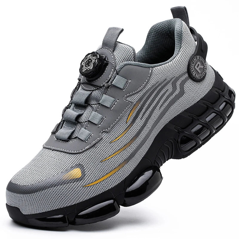 Chaussures de Sécurité Homme Gris et Noir – Baskets de Travail, Semelle Épaisse