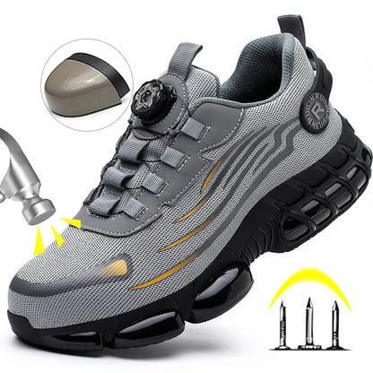 Chaussures de Sécurité Homme Gris et Noir – Baskets de Travail, Semelle Épaisse