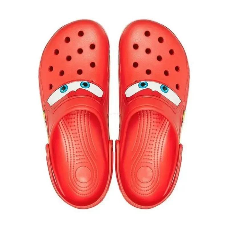 Sabots enfant type Crocs rouges – Chaussures à motif voiture de course-vêtement-Oslo France