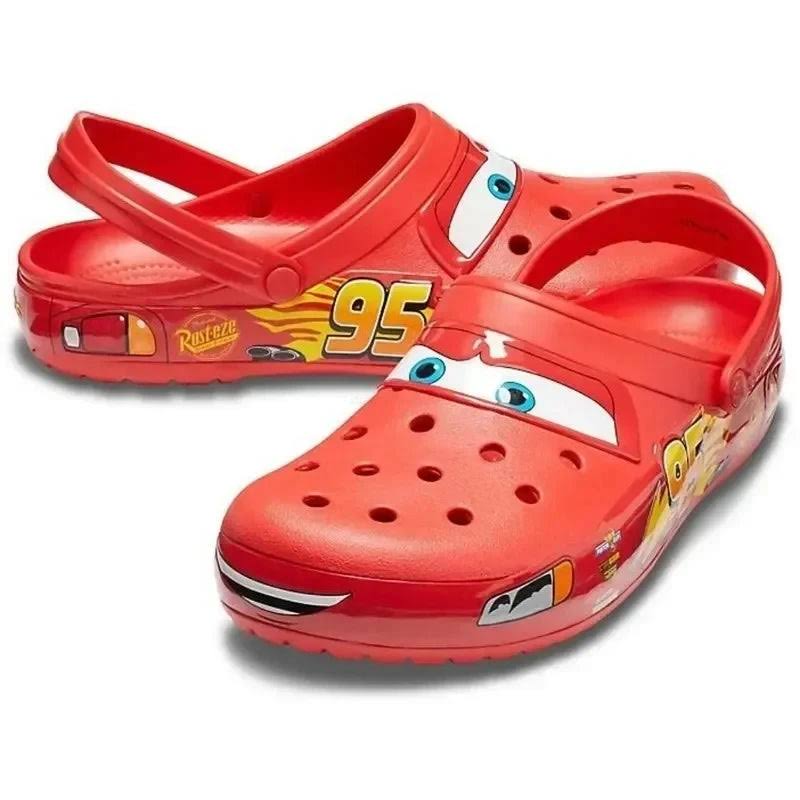 Sabots enfant type Crocs rouges – Chaussures à motif voiture de course-vêtement-33-Oslo France