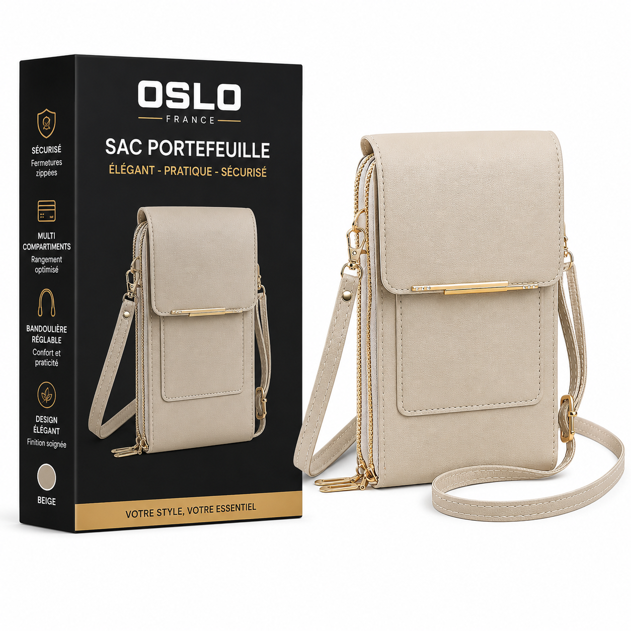Sac Bandoulière Femme – Portefeuille avec Bandoulière, Multi-Poches-vêtement-Oslo France