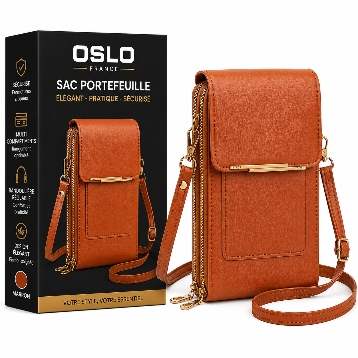 Sac Bandoulière Femme – Portefeuille avec Bandoulière, Multi-Poches-vêtement-Oslo France