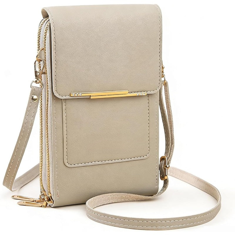 Sac Bandoulière Femme – Portefeuille avec Bandoulière, Multi-Poches-vêtement-Beige-Oslo France