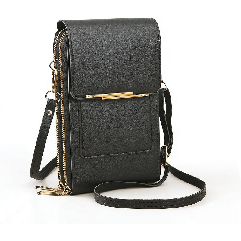 Sac Bandoulière Femme – Portefeuille avec Bandoulière, Multi-Poches-vêtement-Noir-Oslo France