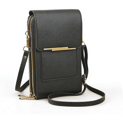 Sac Bandoulière Femme – Portefeuille avec Bandoulière, Multi-Poches-vêtement-Noir-Oslo France
