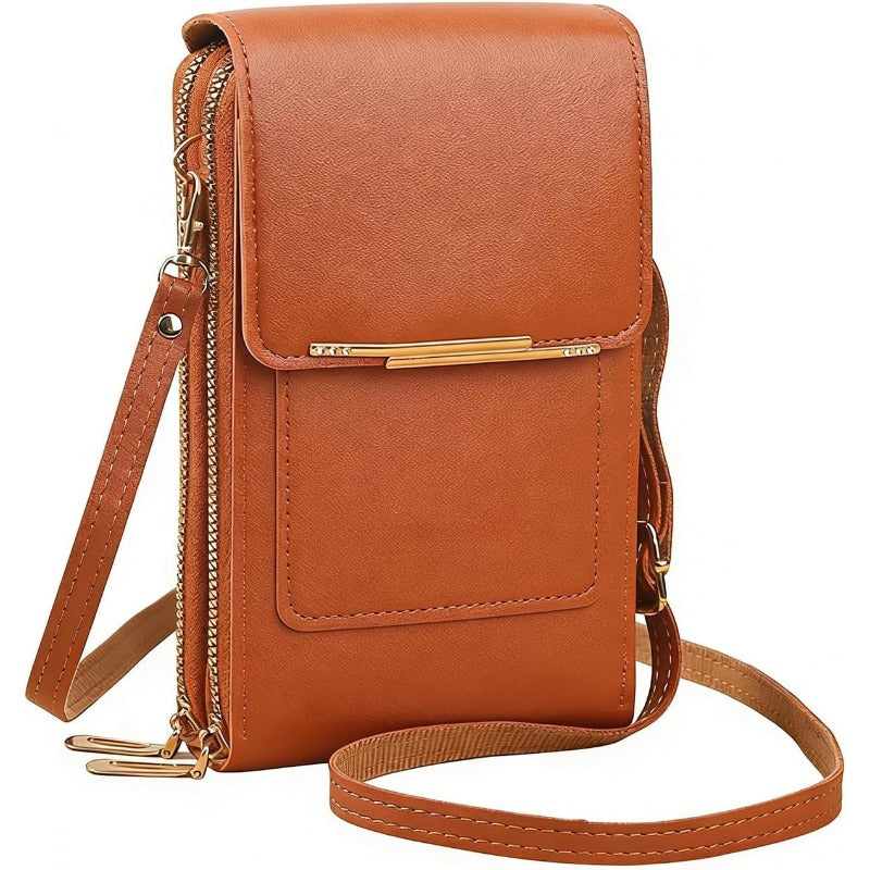 Sac Bandoulière Femme – Portefeuille avec Bandoulière, Multi-Poches-vêtement-Marron-Oslo France