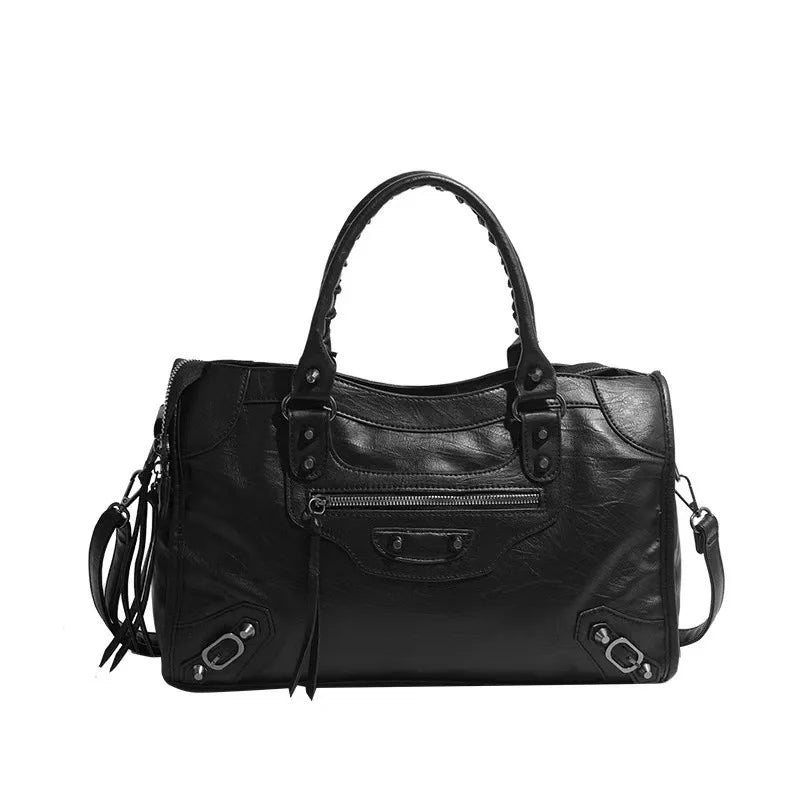 Sac à Main Femme Noir – Sac Cabas avec Poches, Fermeture Zippée et Bandoulière-vêtement-Oslo France