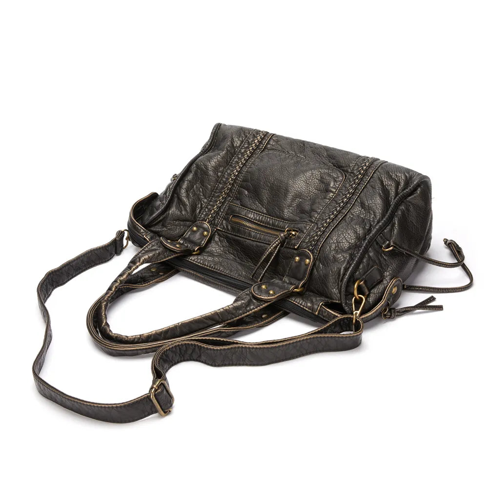 Sac à Main Femme en Cuir – Sac Bandoulière Cabas Vintage avec Poches-vêtement-Oslo France