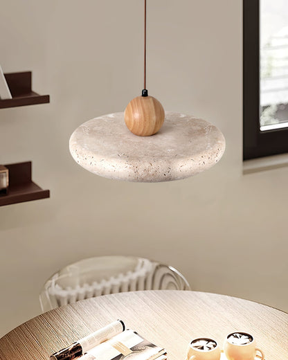 Suspension Luminaire en Bois et Pierre – Lampe Suspendue Design Naturel pour Salon, Salle à Manger et Cuisine