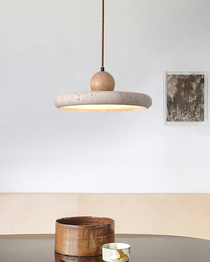 Suspension Luminaire en Bois et Pierre – Lampe Suspendue Design Naturel pour Salon, Salle à Manger et Cuisine