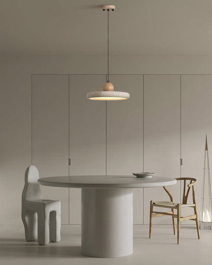 Suspension Luminaire en Bois et Pierre – Lampe Suspendue Design Naturel pour Salon, Salle à Manger et Cuisine