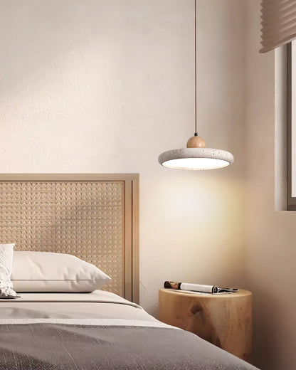 Suspension Luminaire en Bois et Pierre – Lampe Suspendue Design Naturel pour Salon, Salle à Manger et Cuisine