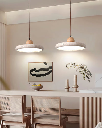Suspension Luminaire en Bois et Pierre – Lampe Suspendue Design Naturel pour Salon, Salle à Manger et Cuisine