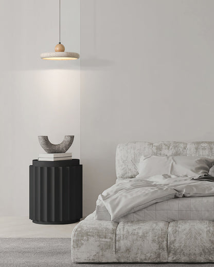 Suspension Luminaire en Bois et Pierre – Lampe Suspendue Design Naturel pour Salon, Salle à Manger et Cuisine
