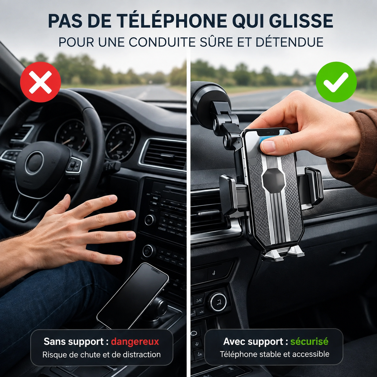 Support Téléphone Voiture Tableau de Bord – Bras Articulé Réglable, Rotation 360°-accessoires-Oslo France