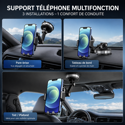 Support Téléphone Voiture Tableau de Bord – Bras Articulé Réglable, Rotation 360°-accessoires-Oslo France