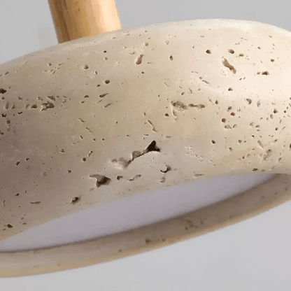 Suspension Design Travertin et Bois – Luminaire Plafonnier LED Moderne pour Cuisine, Salle à Manger, Salon et Chambre | Lampe Plafond Naturelle-lumière-Oslo France