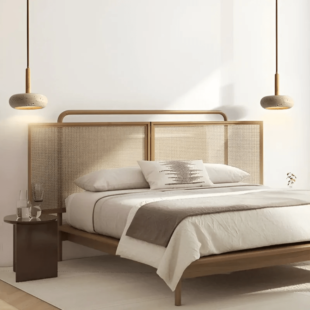 Suspension Design Travertin et Bois – Luminaire Plafonnier LED Moderne pour Cuisine, Salle à Manger, Salon et Chambre | Lampe Plafond Naturelle-lumière-Oslo France