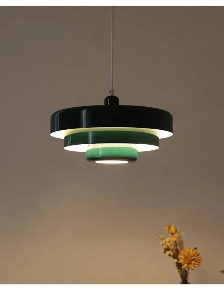 Suspension Design Vintage Noire et Verte – Luminaire Suspendu Étagé pour Salon, Cuisine, Salle à Manger – Lustre Moderne Rétro-lumière-Oslo France