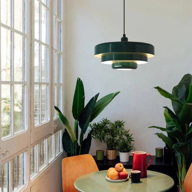 Suspension Design Vintage Noire et Verte – Luminaire Suspendu Étagé pour Salon, Cuisine, Salle à Manger – Lustre Moderne Rétro-lumière-Oslo France