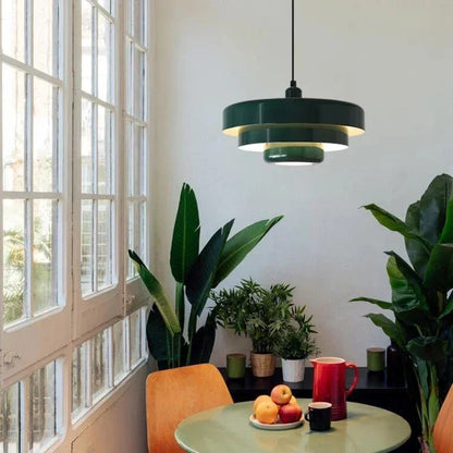 Suspension Design Vintage Noire et Verte – Luminaire Suspendu Étagé pour Salon, Cuisine, Salle à Manger – Lustre Moderne Rétro-lumière-Oslo France