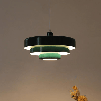 Suspension Design Vintage Noire et Verte – Luminaire Suspendu Étagé pour Salon, Cuisine, Salle à Manger – Lustre Moderne Rétro-lumière-Oslo France