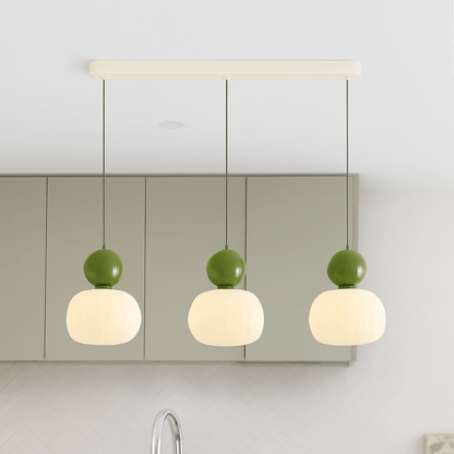 Suspension LED Design 3 Lumières – Lustre Moderne pour Îlot de Cuisine, Salle à Manger, Salon et Chambre | Luminaire Suspendu Contemporain-lumière-Vert-Trois tête-Oslo France