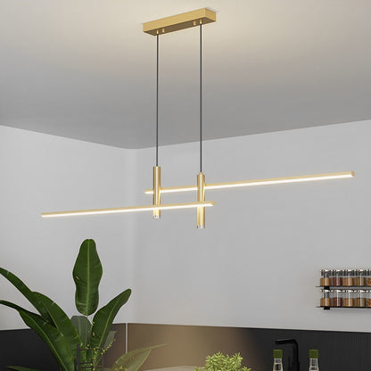Suspension LED Linéaire Design Noire — Luminaire Table à Manger-lumière-Doré-90 cm-Oslo France