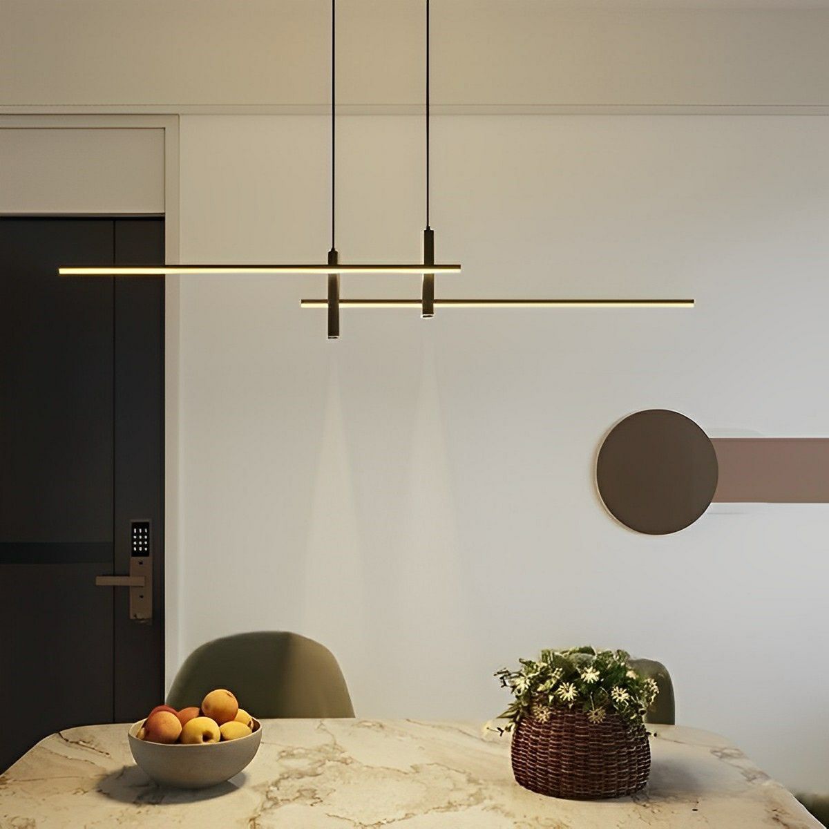 Suspension LED Linéaire Design Noire — Luminaire Table à Manger-lumière-Oslo France