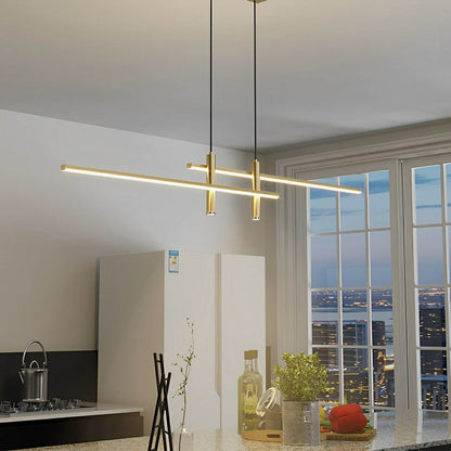 Suspension LED Linéaire Design Noire — Luminaire Table à Manger-lumière-Doré-120 cm-Oslo France