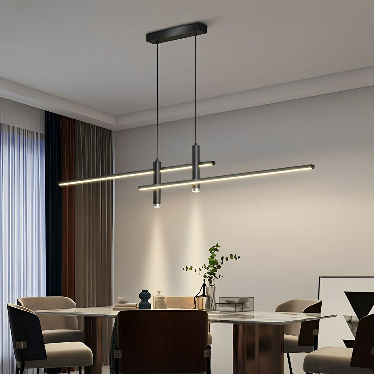 Suspension LED Linéaire Design Noire — Luminaire Table à Manger-lumière-Noir-120 cm-Oslo France