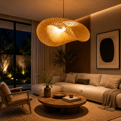 Suspension Luminaire en Rotin – Lampe Suspendue Design Naturel-lumière-Seul-Oslo France