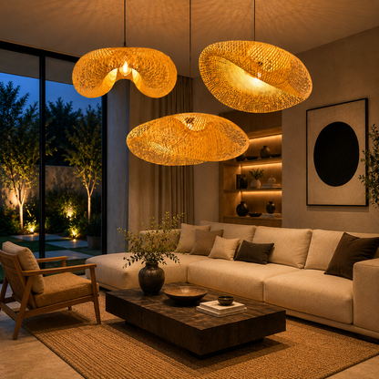 Suspension Luminaire en Rotin – Lampe Suspendue Design Naturel-lumière-Oslo France