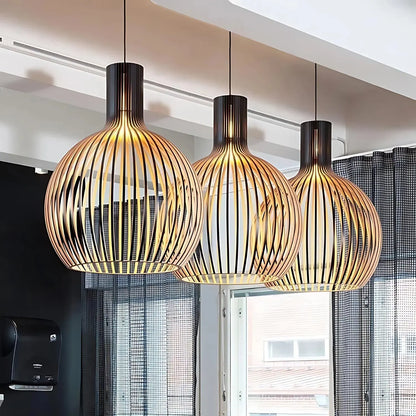 Suspension Éclairante | Lampe Suspendue en Bois Avec Câble Ajustable | Ambiance Chaleureuse Pour Salle à Manger 1