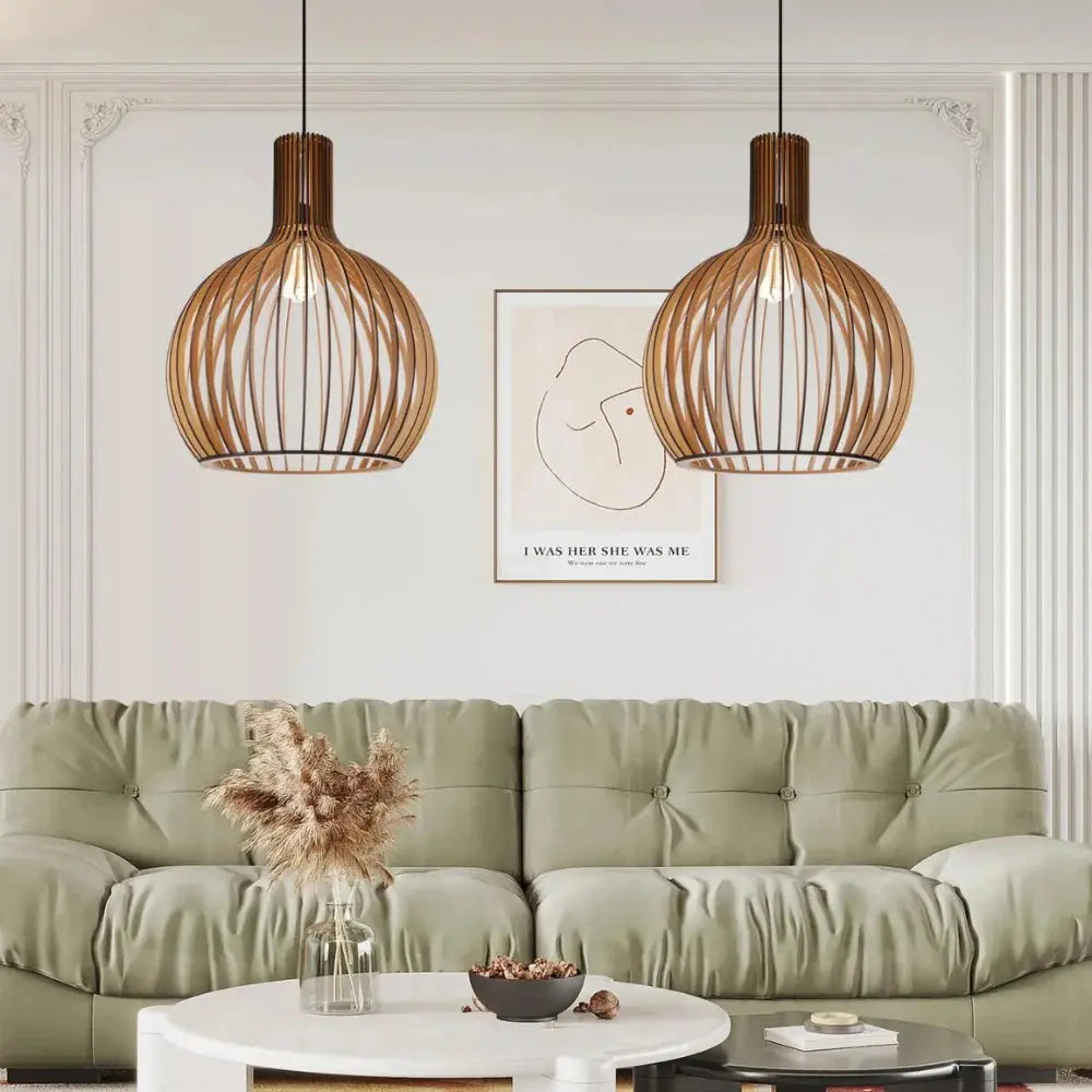 Suspension Éclairante | Lampe Suspendue en Bois Avec Câble Ajustable | Ambiance Chaleureuse Pour Salle à Manger 6