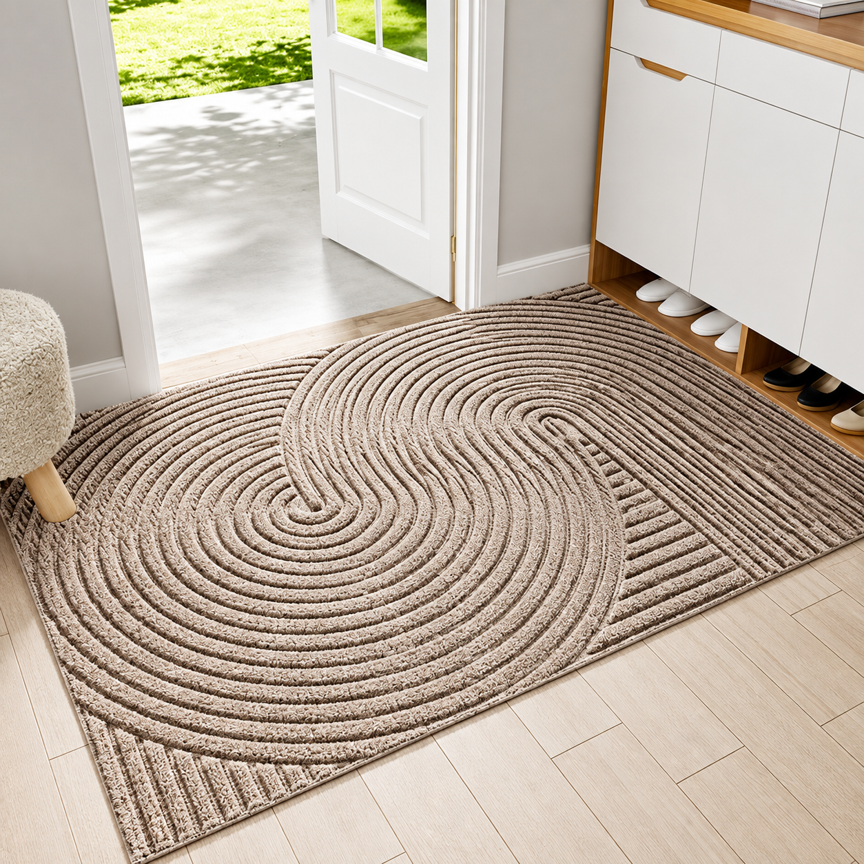 Tapis d'Entrée Antidérapant Résistant à la Pluie – Motif Graphique-décoration intérieure-Kaki-45x75CM-Oslo France