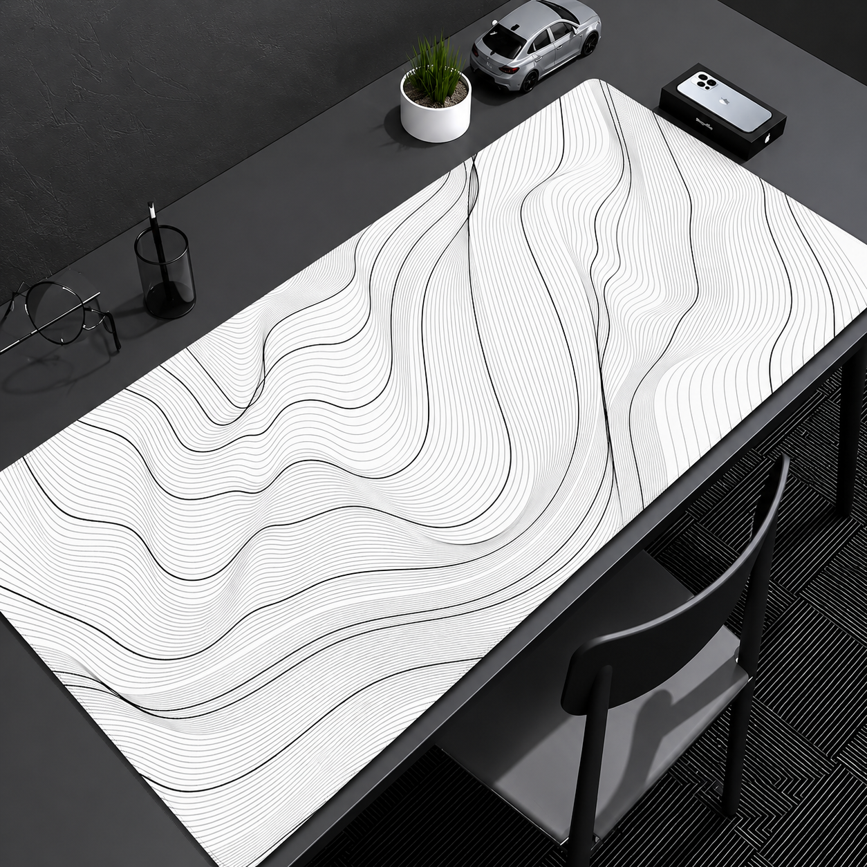 Tapis de Bureau - Design Géométrique-accessoires-Blanc-400x800x2mm-Oslo France