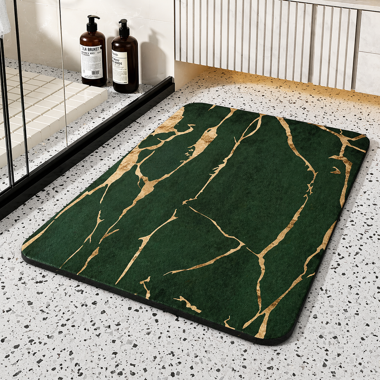 Tapis de Salle de Bain Anti-dérapant – Absorbant, Séchage Rapide-salle de bain-Vert-40 × 60 cm-Oslo France
