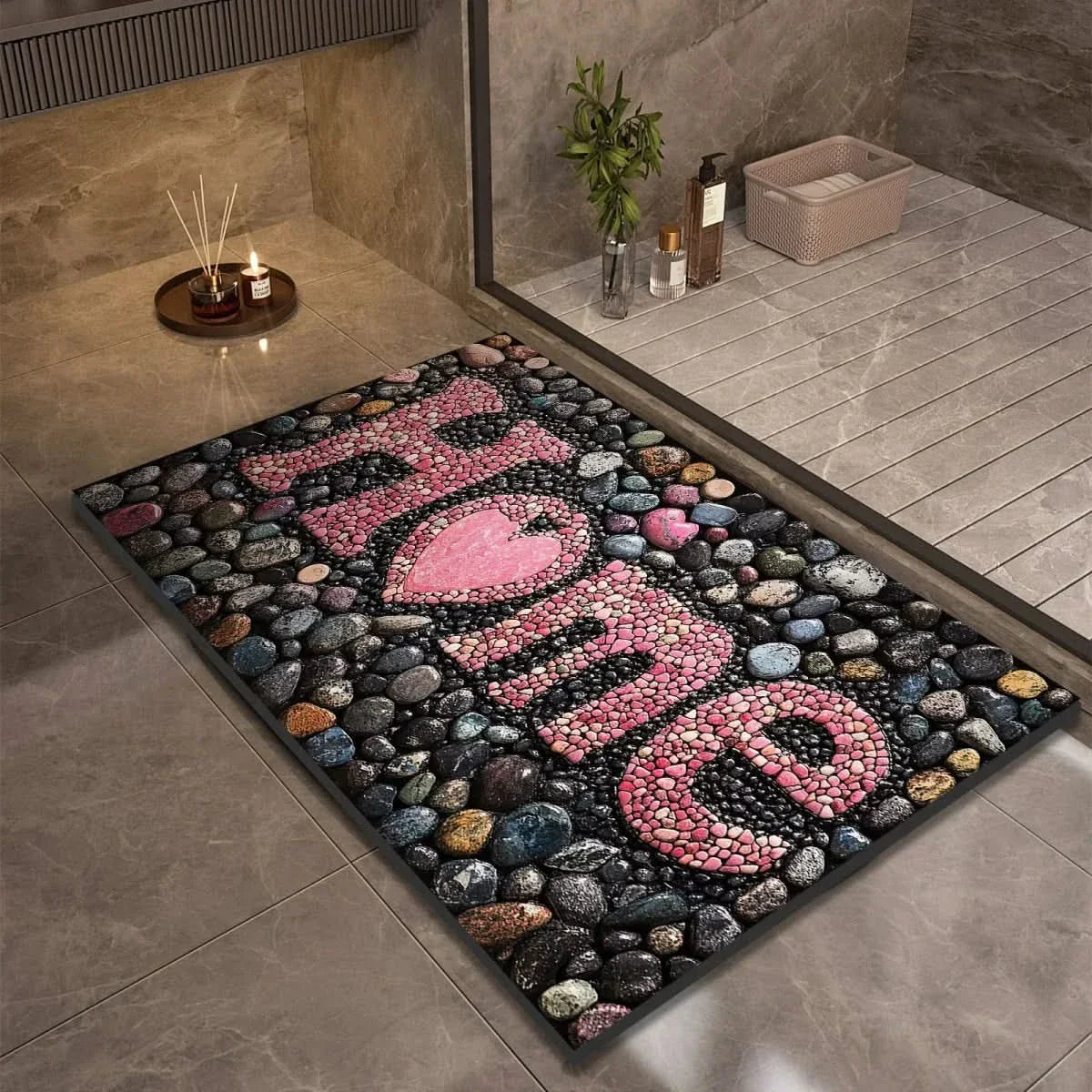 Tapis de bain, tapis de sol antidérapant pour salle de bain, design naturel et décoratif-salle de bain-Oslo France