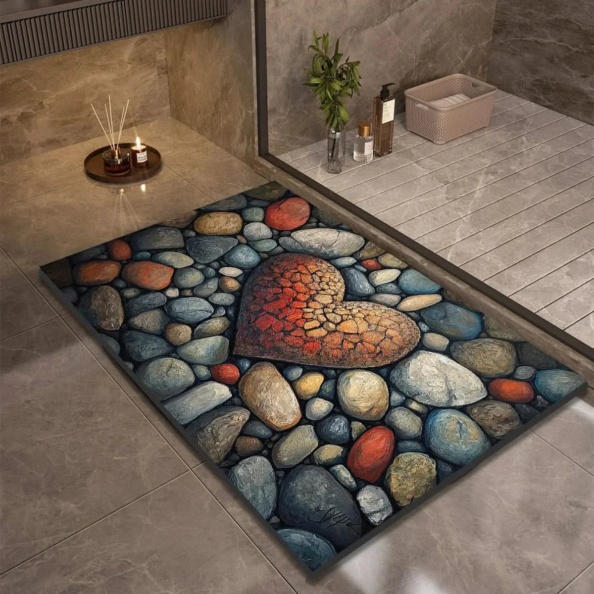Tapis de bain, tapis de sol antidérapant pour salle de bain, design naturel et décoratif-salle de bain-Oslo France