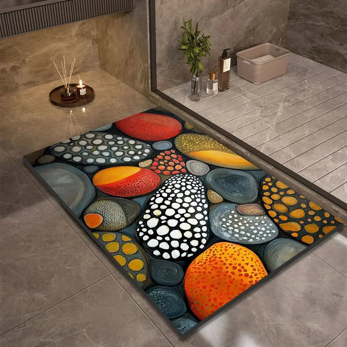 Tapis de bain, tapis de sol antidérapant pour salle de bain, design naturel et décoratif-salle de bain-9-40 cm x 60cm-Oslo France