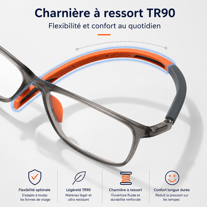 Lunettes de Vue Progressives – Monture Légère à Charnière à Ressort
