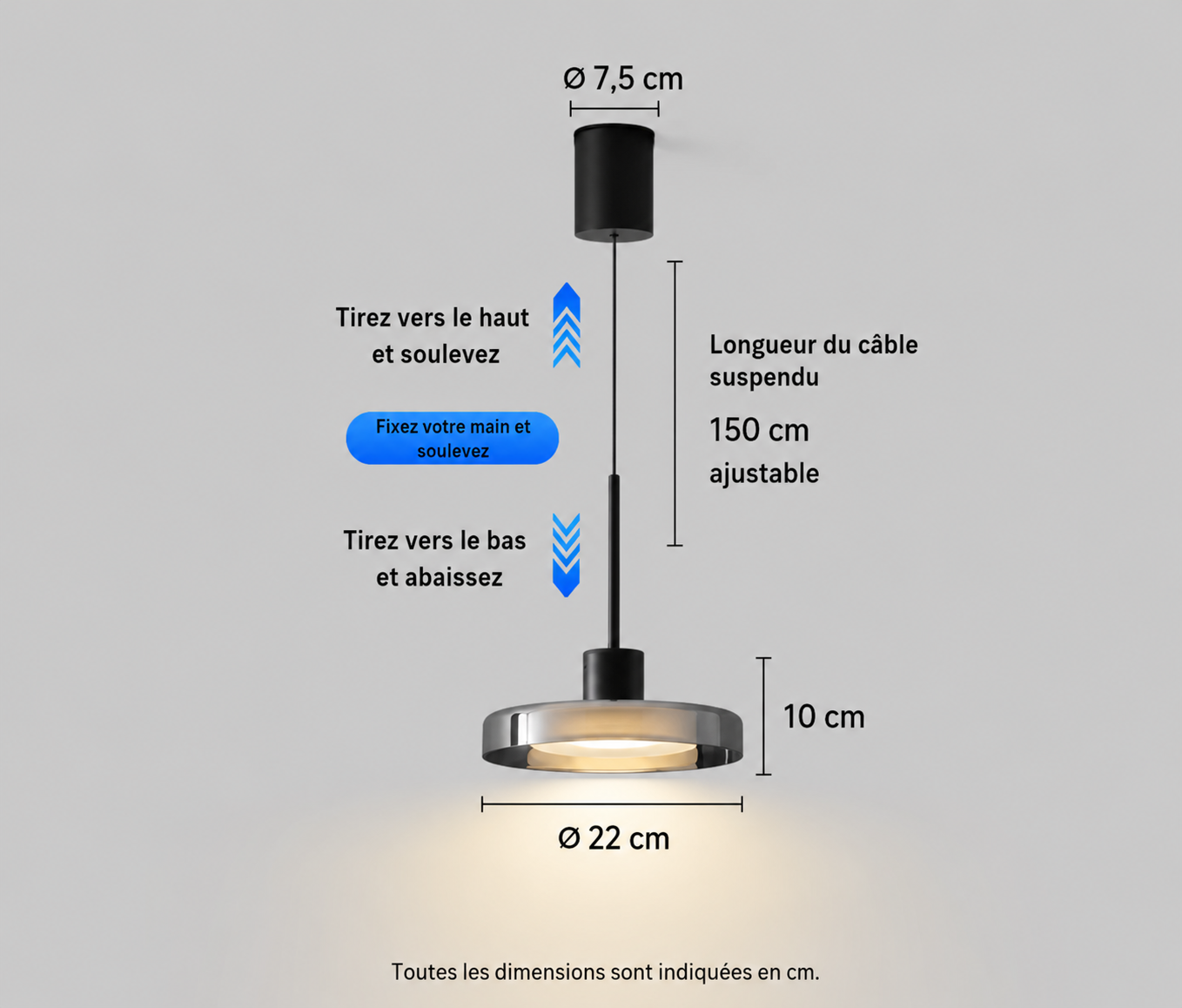 Suspension 3 Lampes Verre Noir — Luminaire Îlot de Cuisine